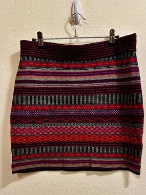 NEW "Krimson Klover" Fair Isle Alpine Nordic Geometric Knit Mini Skirt SZ LG.